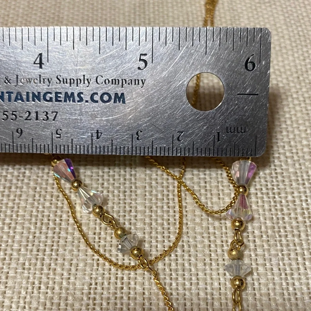 Vintage Gold and Crystal 32” chain Necklace
